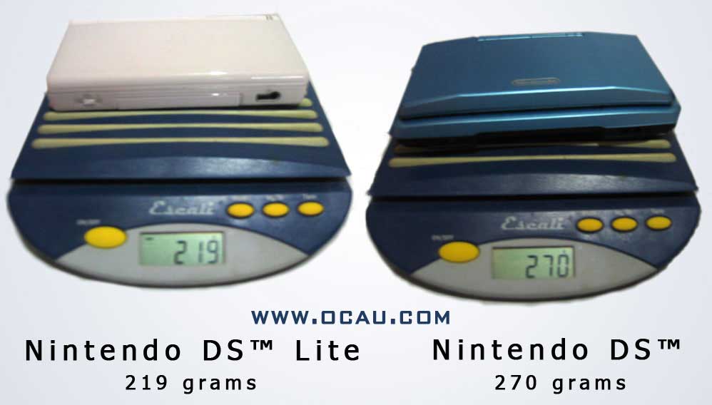 DS Lite weighed next to original DS